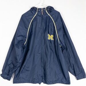 VTG Colosseum Windbreaker Mens XL Navy Michigan Wolverines  Full Zip Hooded‎